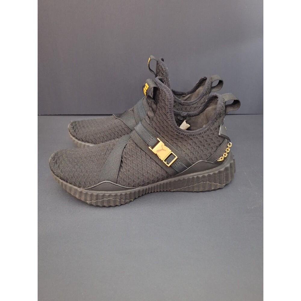 Size 10 - Puma Defy Mid Black Gold W Women's Pullon Athletic Athleisure School - Picture 13 of 14